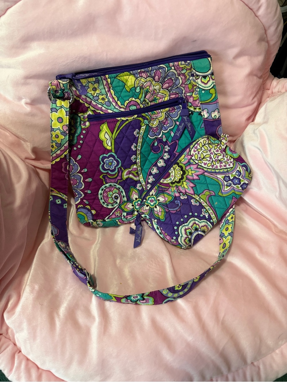 Vera Bradley quilted crossbody bag and matching wallet/wristlet